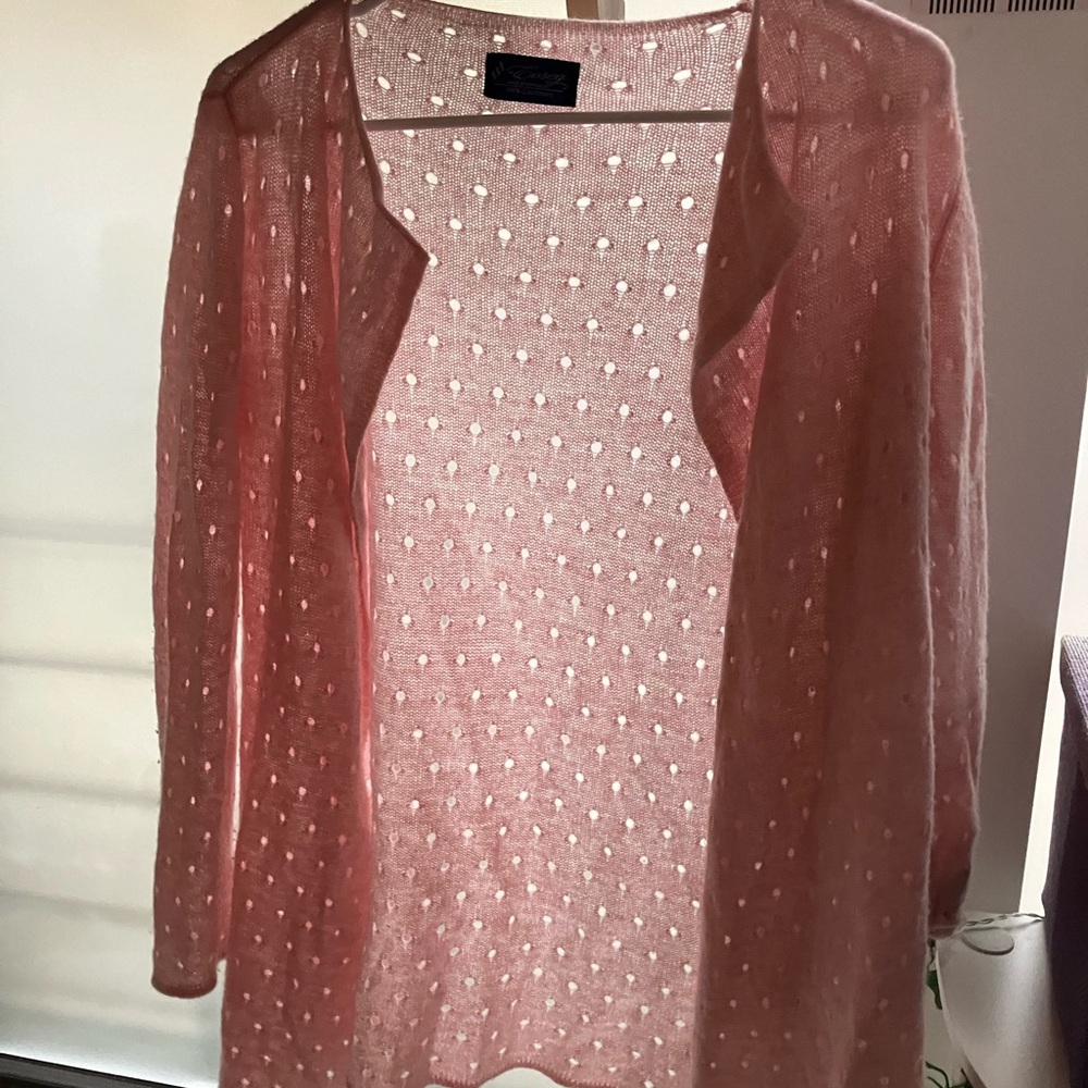EUSEG Pink Sheer cashmere Cardigan